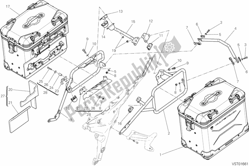 Alle onderdelen voor de Zijtassen van de Ducati Multistrada 1200 Enduro Touring 2018
